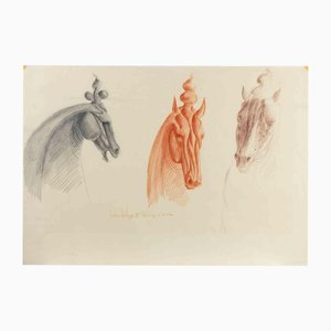Ludovico de Luigi, Horse (Study for a Bronze), Pastel & Pencil Drawing, 1979