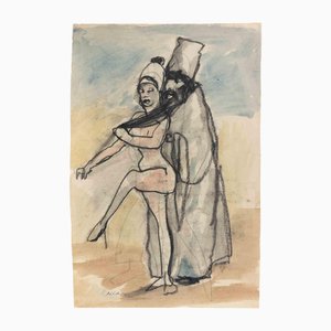 Mino Maccari, Il patriarca e la sua concubina, carboncino e acquarello, metà del XX secolo