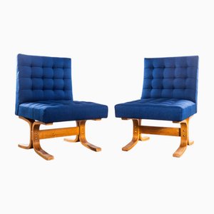 Blue Chair in Beech from Drevopodnik Holesov, 1970s