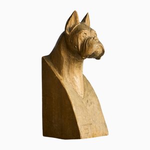 Scultura Boxer in legno intagliato, anni '50