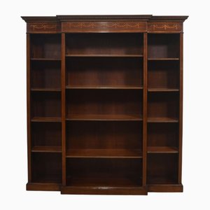 Inlaid Mahogany Breakfront Open Bookcase, 1890s