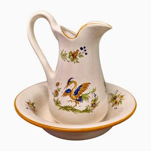 Faience Pitcher and Bowl, 1960, Set of 2