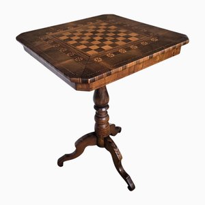 Neoclassical Italian Biedermeier Walnut Inlay Game Table, 1950s