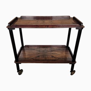 Vintage Art Deco Italian Burl Wood and Brass Liquor Cart by Paolo Buffa, 1950s