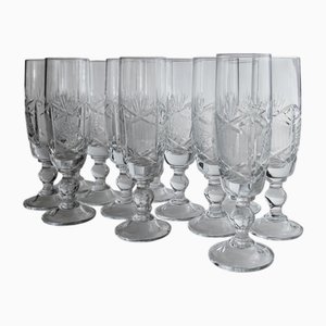 Vintage Crystal Champagne Glasses, 1970s, Set of 12