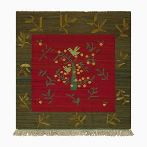 Tappeto vintage quadrato a tessitura piatta con uccelli di Rug&Kilim, Svezia