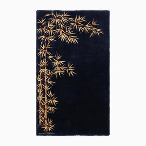 Chinese Art Deco Rug in Midnight Blue with Bamboo Patterns by Rug&Kilim