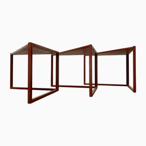 Mid-Century Modern Danish Model 343 Triangular Nesting Tables in Teak by Kai Kristiansen for Vildbjerg Møbelfabrik, 1960s, Set of 3
