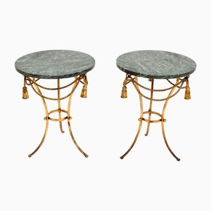 Tables d'Appoint en Marbre et Métal Doré, Italie, 1950s, Set de 2