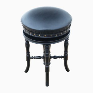 Tabouret de Piano Ajustable Antique en Acajou Noirci, 1880s