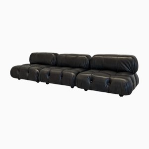 Camaleonda Sofa in Black Leather by Mario Bellini for B&B Italia, 1970s, Set of 3