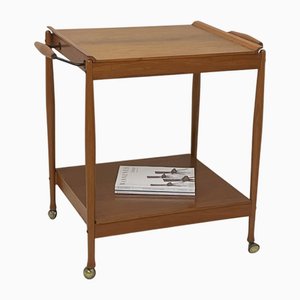 Vintage Barwagen aus Holz & Messing, 1950er