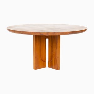 Tavolo da pranzo rotondo in olmo di Luigi Gorgoni per Roche Bobois, anni '80