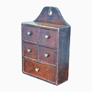 Boîte à Épices à Suspension Murale en Chêne et Pin, 1840s
