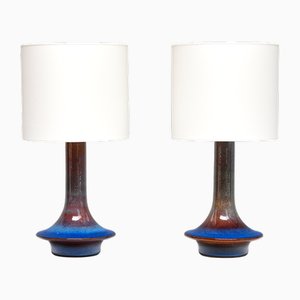Tischlampen aus glasiertem Steingut von Einar Johansen für Søholm, Dänemark, 1960er, 2er Set