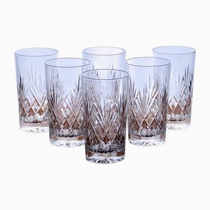 Large French Blois Glasses in Mouth-Blown Crystal from Montbronn, Set of 6