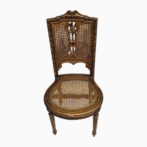 Sedia Napoleone III in legno intagliato e dorato, fine XIX secolo