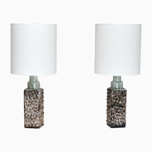 Table Lamps with Dotted Relief Structure from PM Keramik, Denmark, 1960s, Set of 2