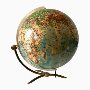 Glass Earth Globe by Paul Oestergaard for Columbus Verlag, 1960s