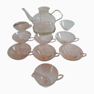 Servizi da tè in vetro di Heinrich Löffelhardt per Schott & Gen., Mainz, Germania, anni '50, set di 10
