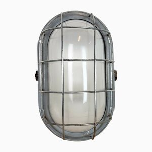 Industrial Grey Wall Light with Milk Glass from Elektrosvit, 1970s