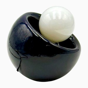 Italienische Skulpturale blaue Keramiklampe, 1970er