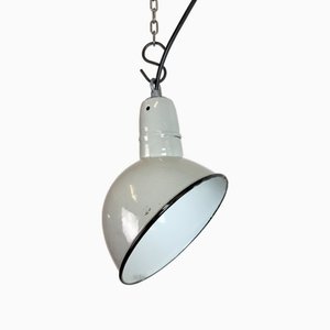 Lampada industriale smaltata grigia, anni '60