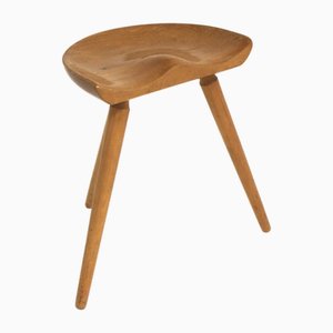 Vintage Swedish Beech Tripod Stool, 1960