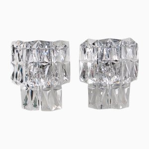 Applique da parete vintage in cristallo di Kinkeldey, Germania, 1960, set di 2