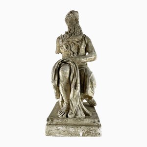Italian Gesso Plaster Sculpture Depicting Moses Inspired by Michelangelo, 1920s