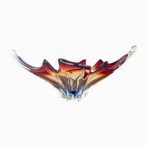 Centro de mesa italiano de cristal de Murano rojo y azul, años 60