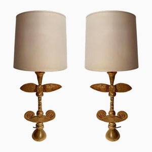 Lampade in metallo dorato di Pierre Casenove per Fondica, Francia, anni '90, set di 2