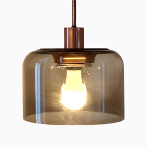 Lampada vintage in vetro fumé e bronzato, Italia, anni '70