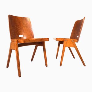 Sedie da pranzo vintage impilabili in compensato, 1960, set di 2