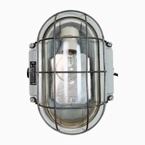 Industrial Cast Aluminium Wall Light with Clear Glass from Elektrosvit, 1970s