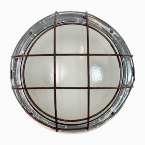 Industrial Grey Wall Light with Milk Glass from Elektrosvit, 1970s