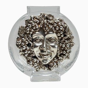 Vase Vintage en Cristal et Argent, Italie, 1980s