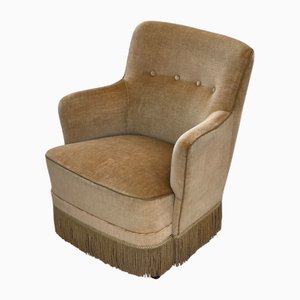 Vintage Danish Lounge Chair in Light Green Furniture Velour, 1970s