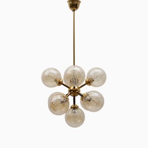 Lampada Mid-Century moderna con nove occhiali ambrati, anni '60