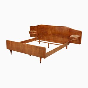 Vintage Double Bed in Maple Burl Veneer, 1950s