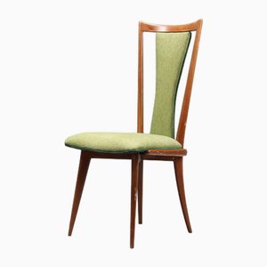 Sedie da pranzo vintage in legno e tessuto verde, anni '60, set di 8