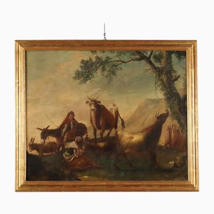 Landscape with Shepherds, 18th Century, Framed