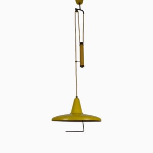 Italian Counterweight Pendant Lamp in Yellow, 1950s