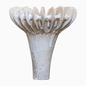 Crinoid Vase in Stoneware with Matte White Glazing by Kallia Panopoulou