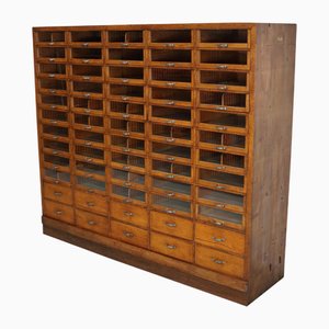 Large Vintage German Oak Haberdashery Shop Cabinet, 1940s