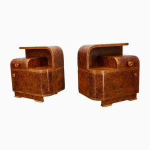 Art Deco Bedside Tables, Czechoslovakia, 1940s, Set of 2