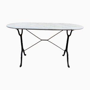 Oval Marble and Cast Iron Bistro Table