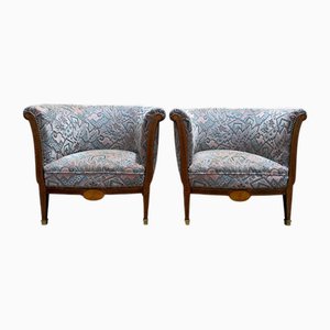 Poltrone Art Deco in velluto, set di 2