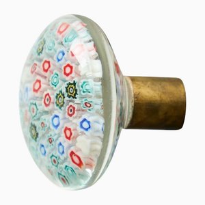Millefiori Doorknob in Murano Glass and Patinated Brass, Italy, 1960s