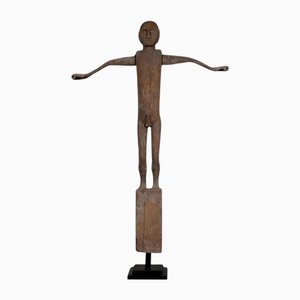 Large Borneo Tribal Sculpture in Aged Wood, 1950s
